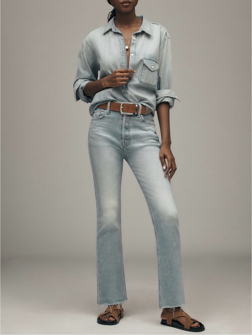 MOTHER The Tripper Flood High-Rise Fray Jeans